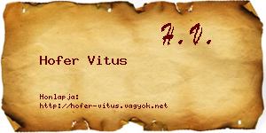 Hofer Vitus névjegykártya